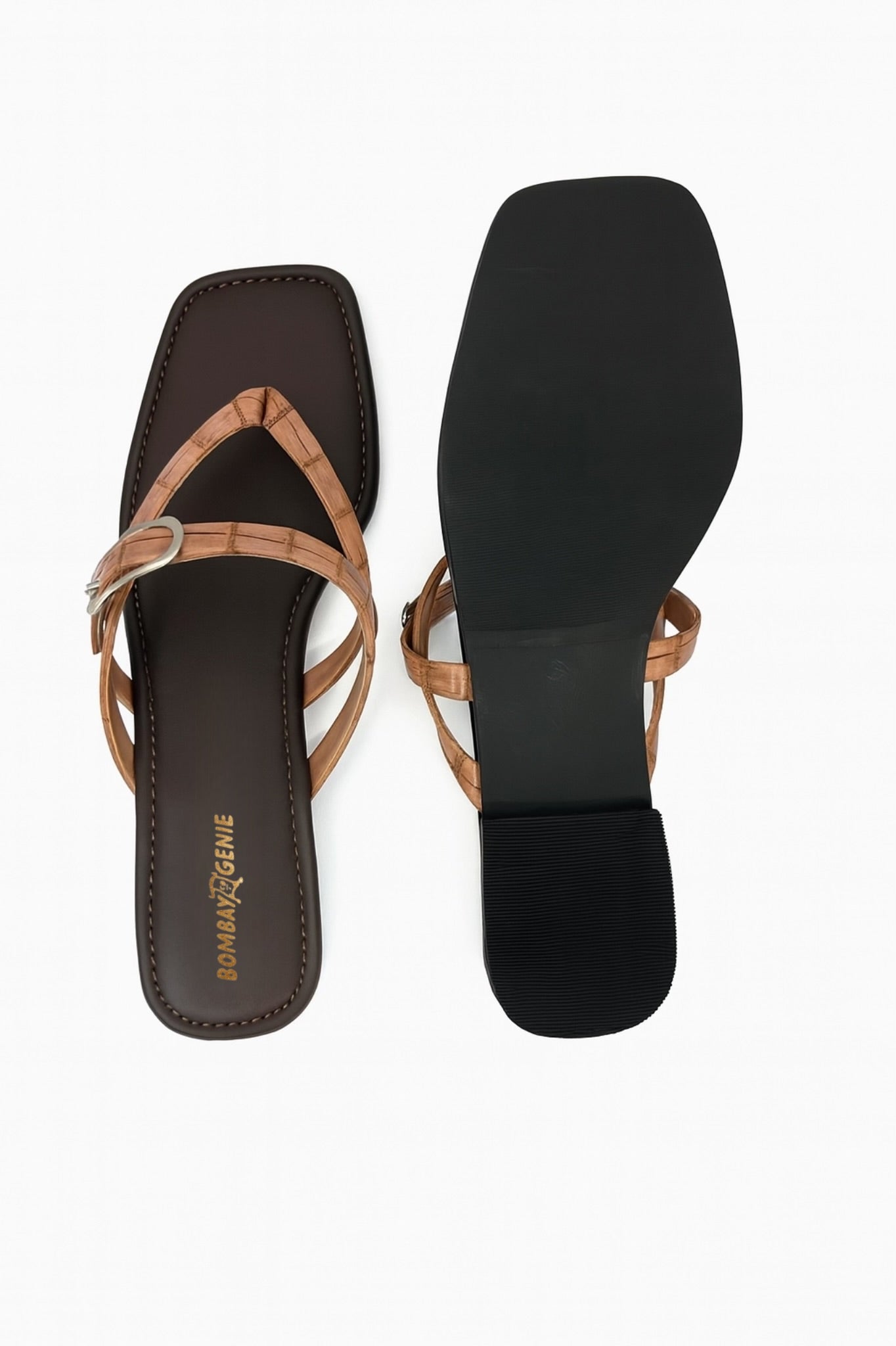 Pink Strappy Flat Sandals with Buckle Detail