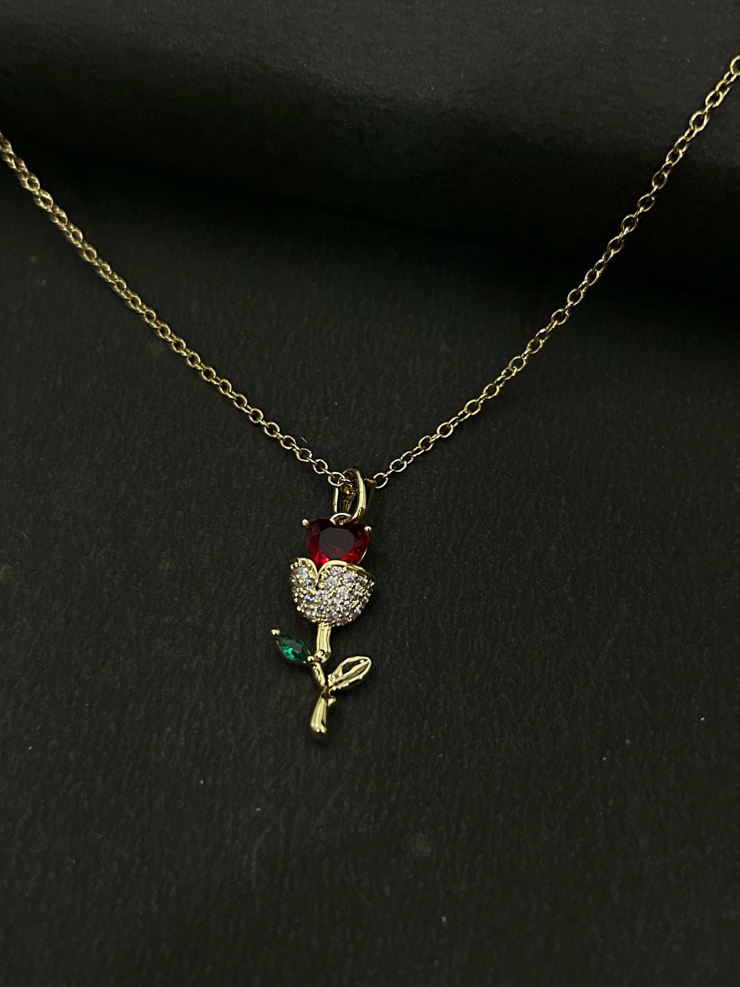 Red Rose Pendant Necklace