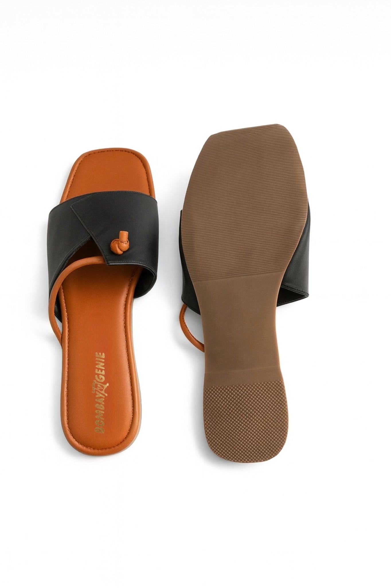 Black & Tan Dual Tone Strap Flats for Women