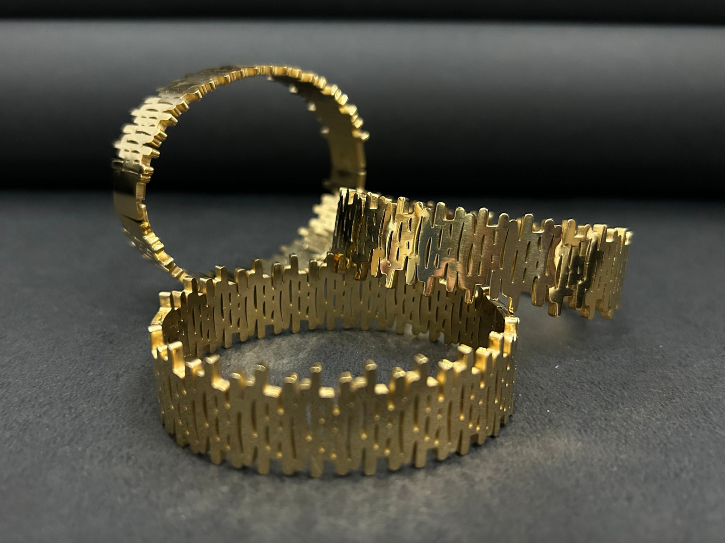 Modern Geometric Gold Stainless Steel Bangle for Women