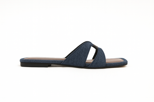 Blue Denim Sliders For Women