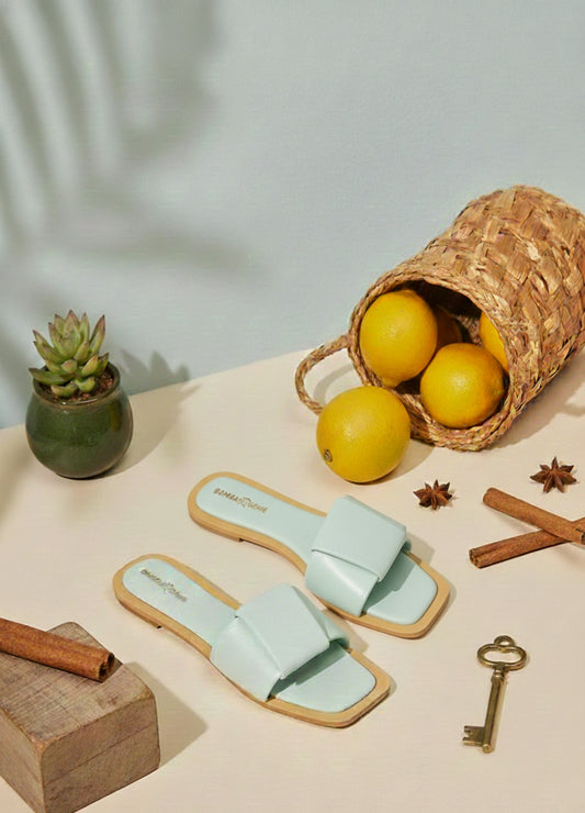 Mint Green Wide Strap Flats