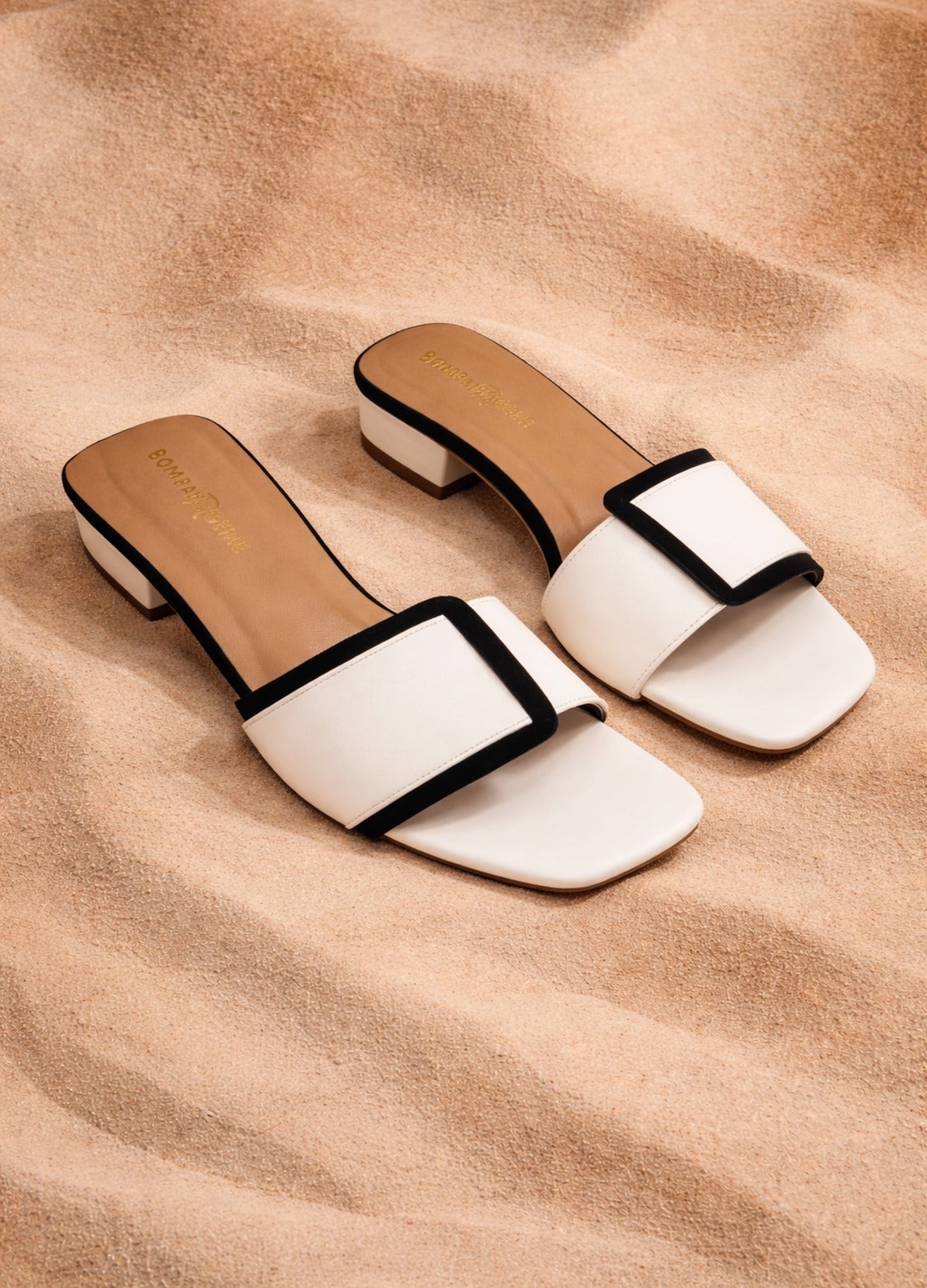 Black & White Block Heel Sandals