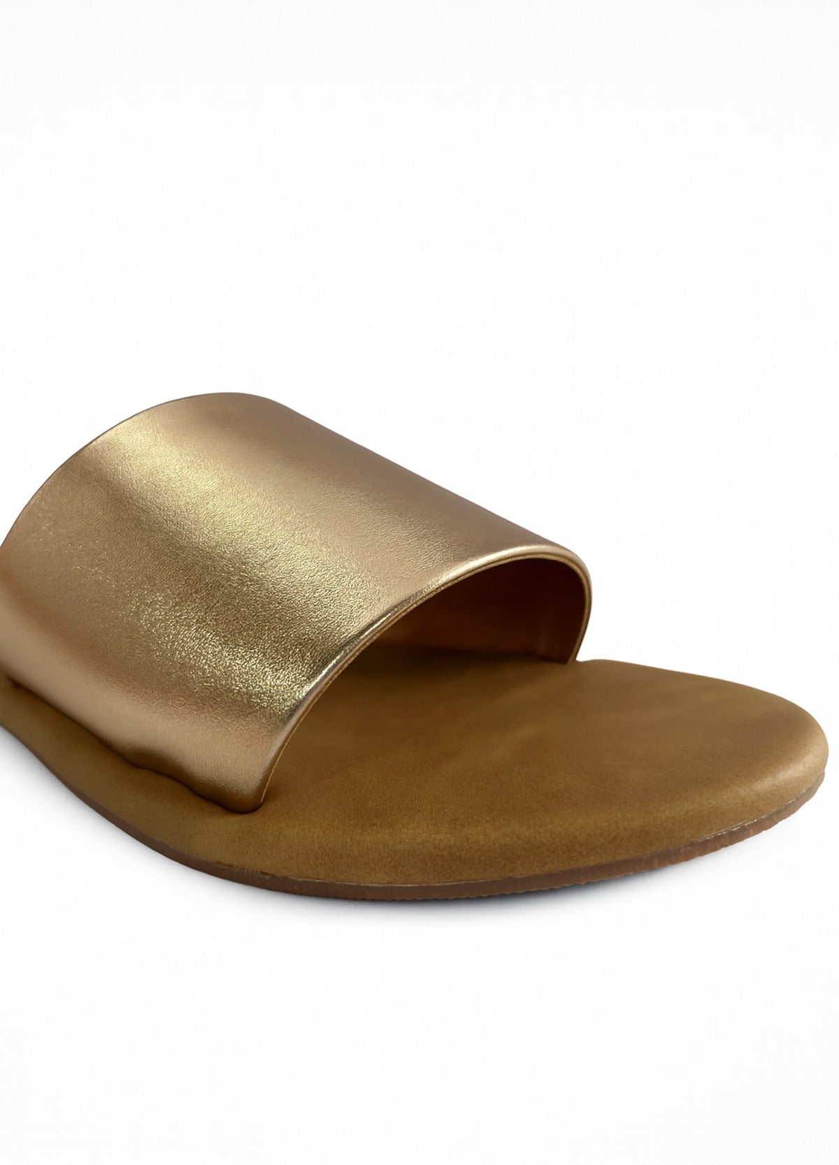 Golden Wide Strap Flats