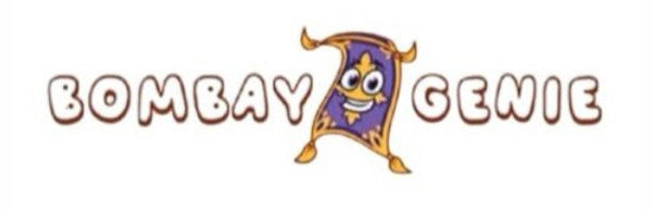 Logo of Bombay Genie with a cartoon character on a white background