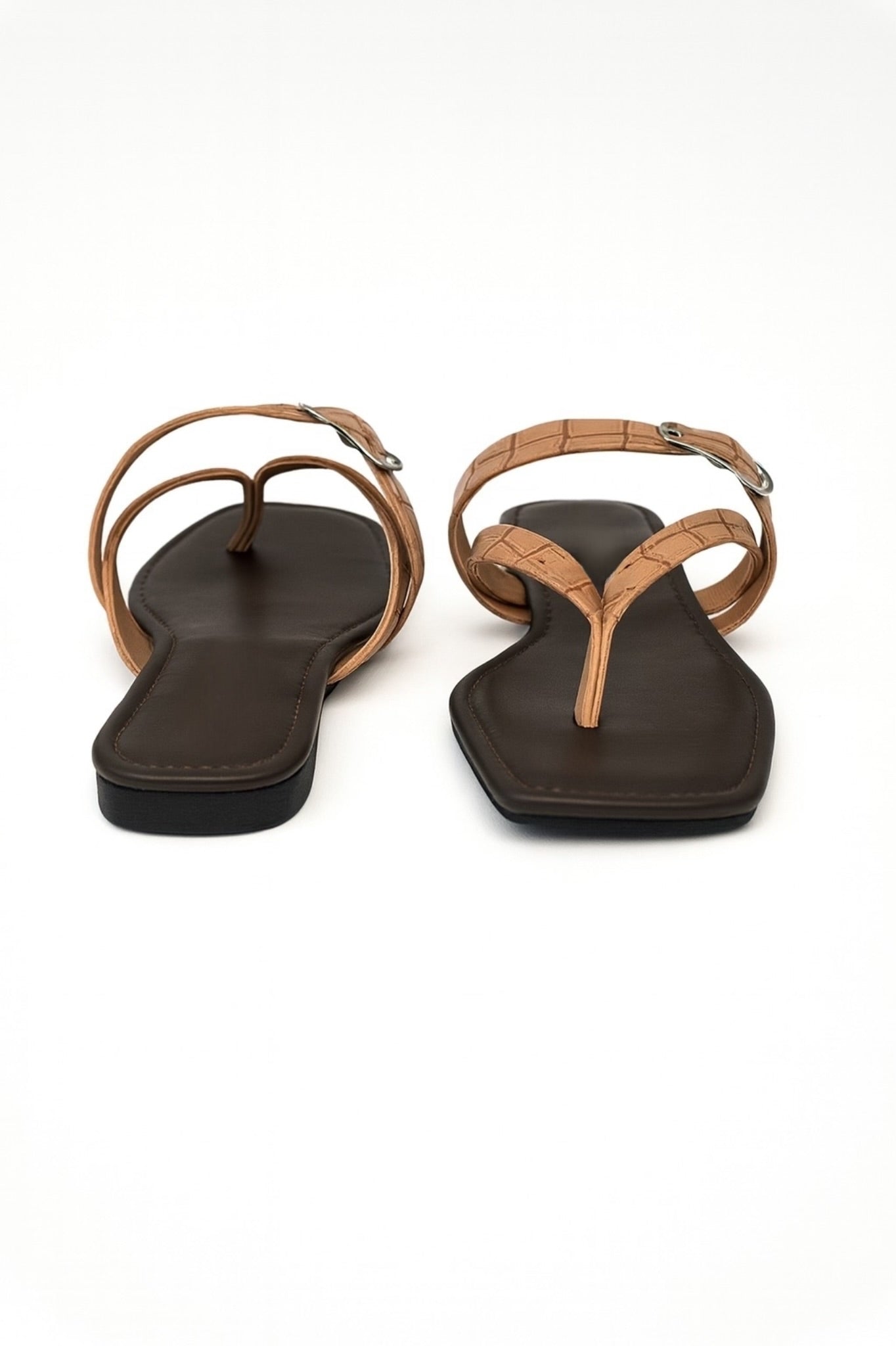 Pink Strappy Flat Sandals with Buckle Detail