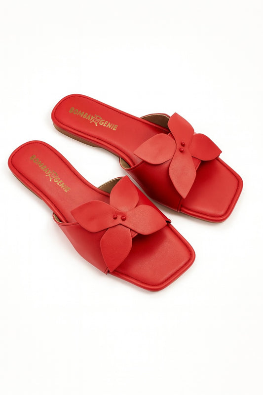 Red Floral Slip-On Flats