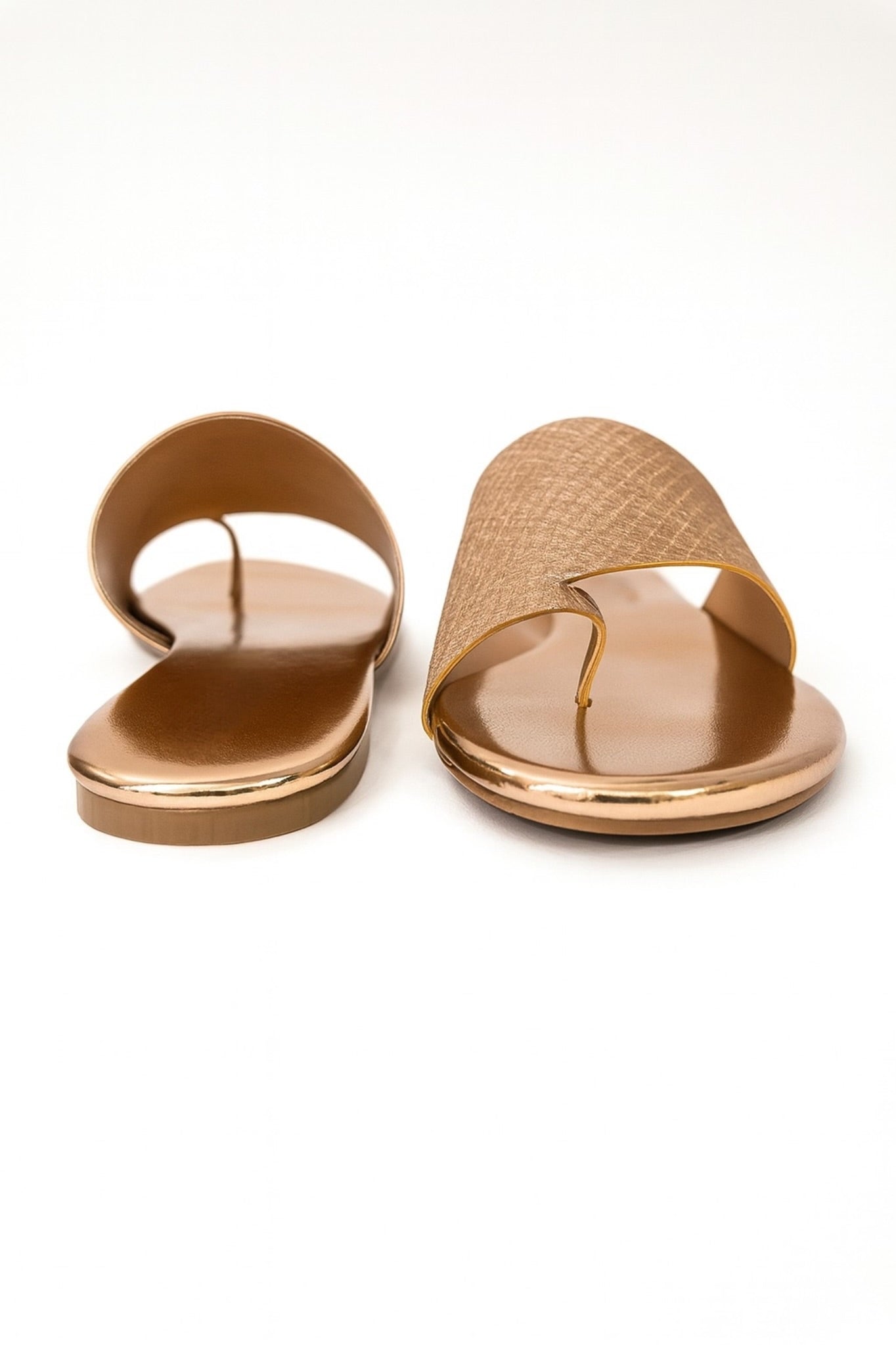 Gold Textured Slip-On Flats for Women