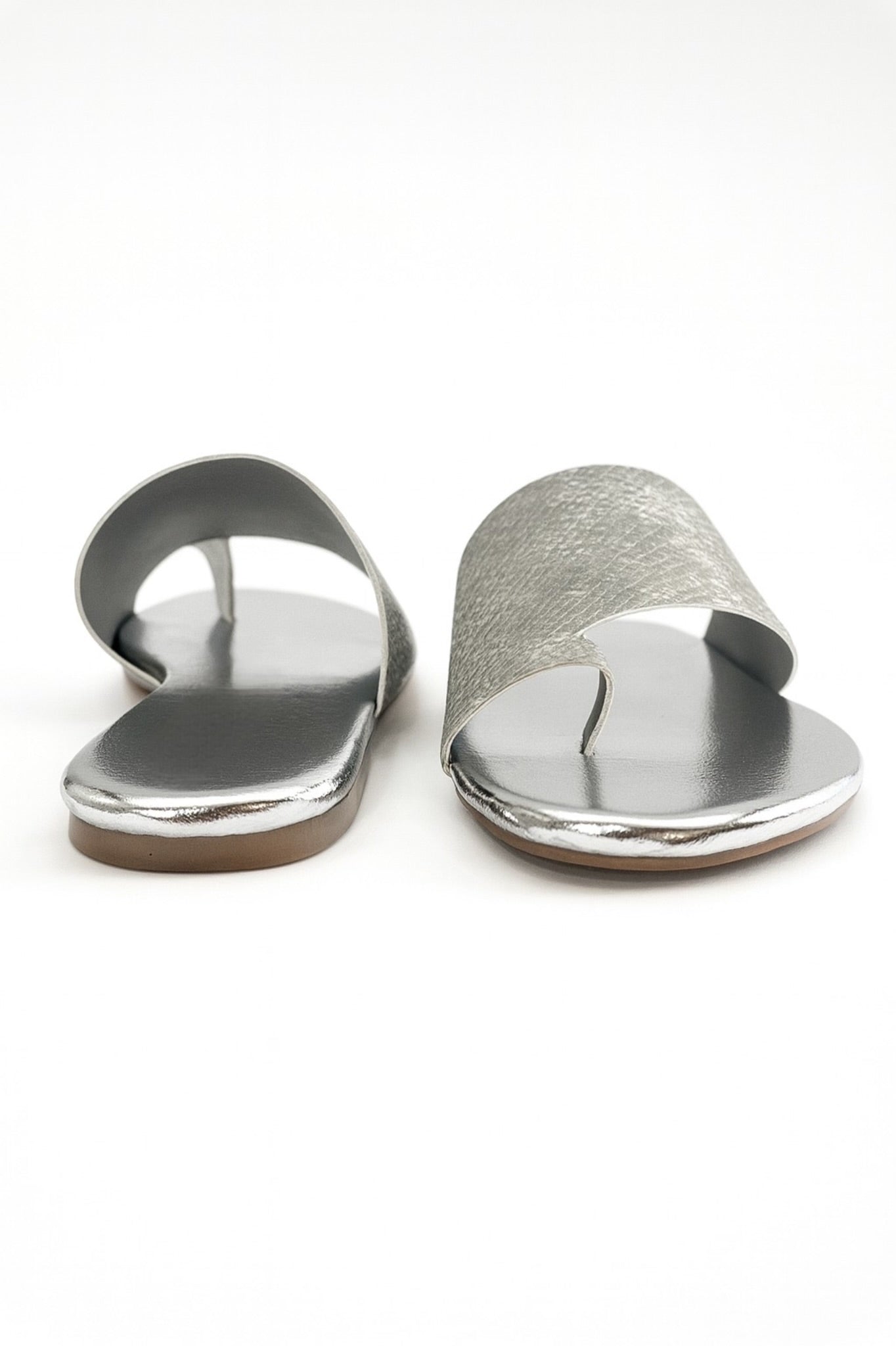 Silver Textured Women Flats