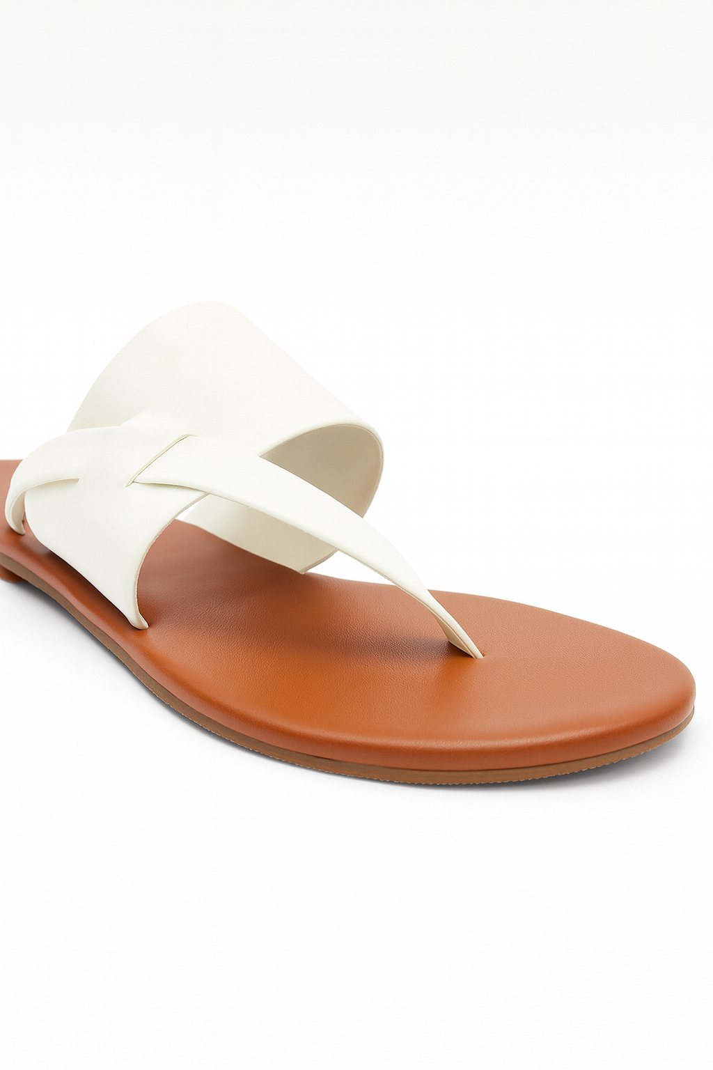 White Broad Strap Flats for Women