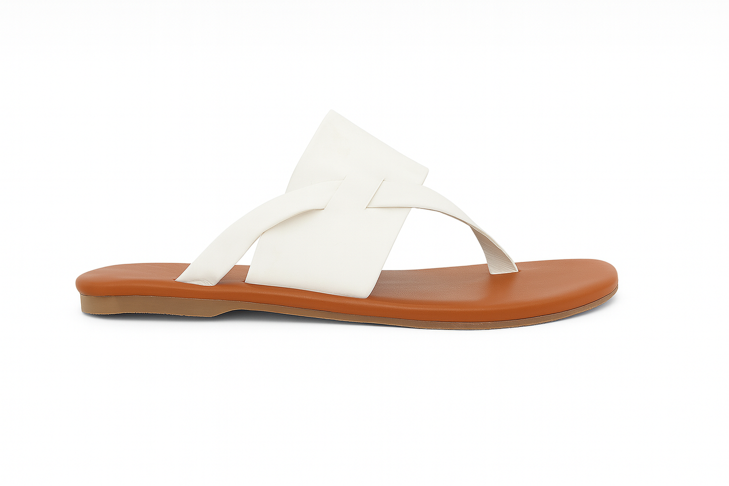 White Broad Strap Flats for Women