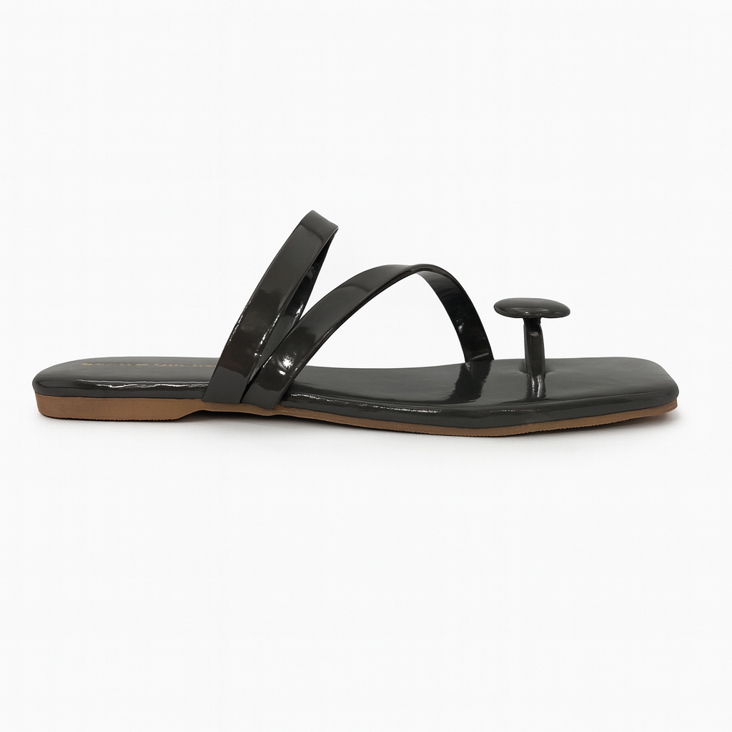 Dark Grey One Toe Flats for Women