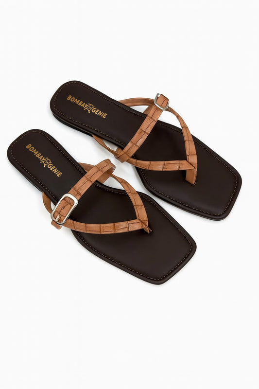 Pink Strappy Flat Sandals with Buckle Detail