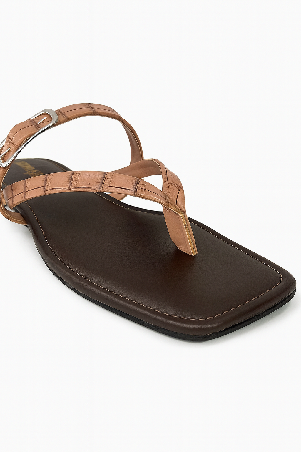 Pink Strappy Flat Sandals with Buckle Detail