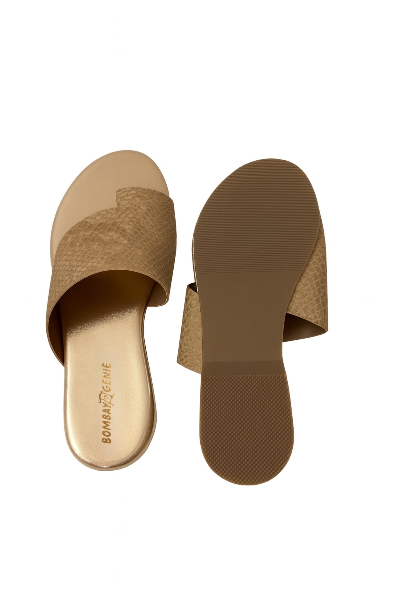 Gold Textured Slip-On Flats for Women