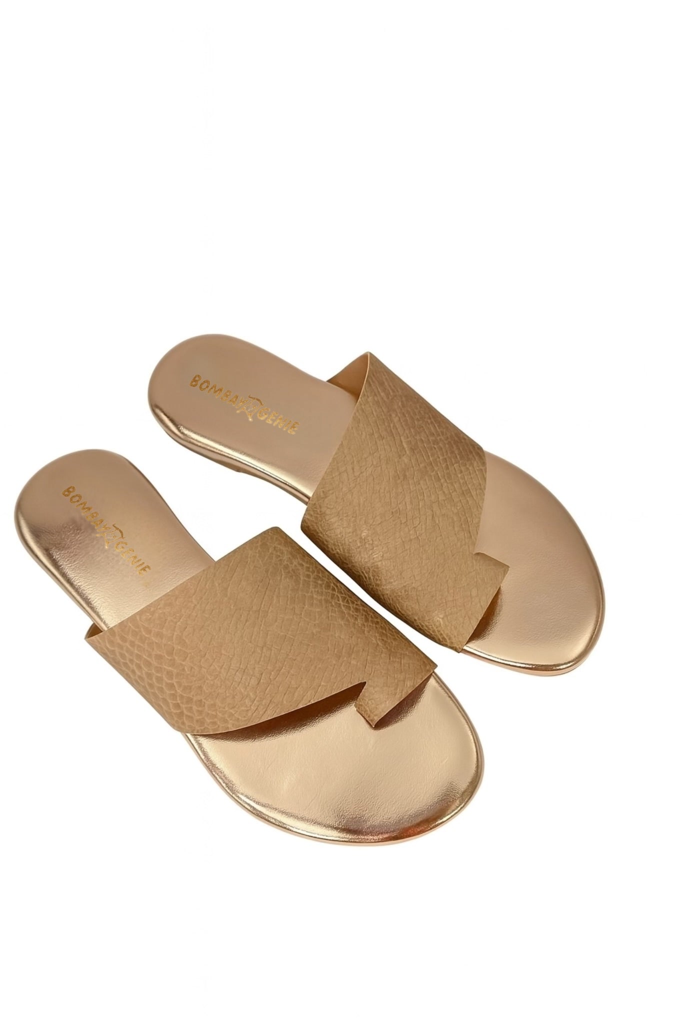 Gold Textured Slip-On Flats for Women