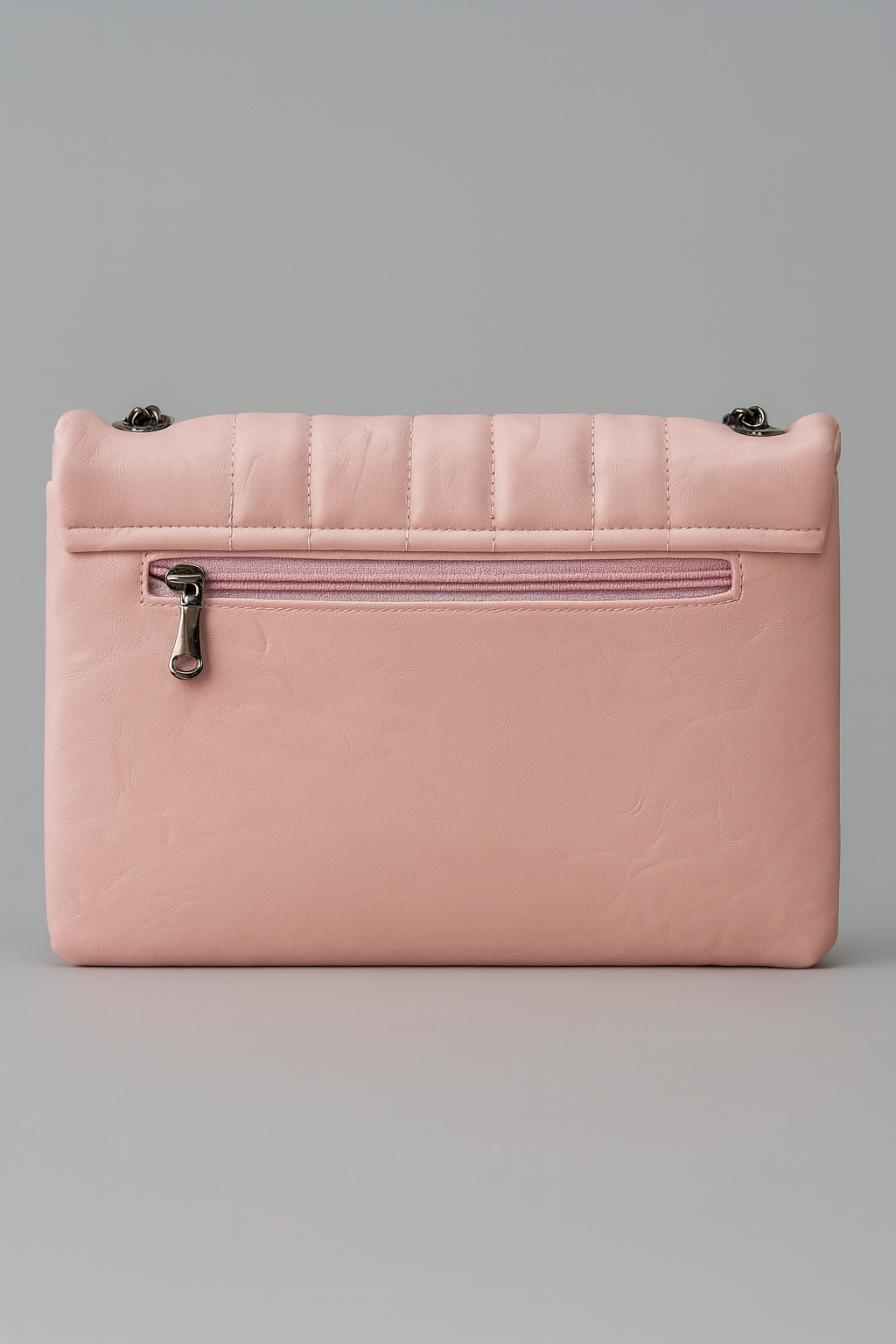 Pink Textured Metal Chain Bag