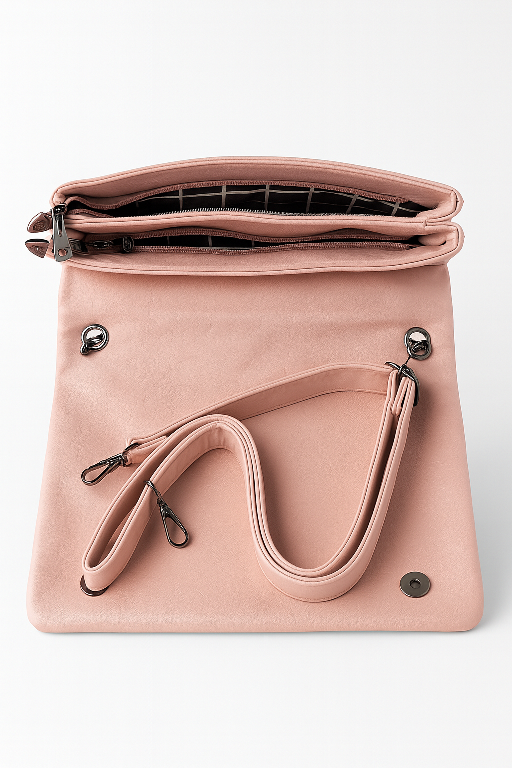 Pink Textured Metal Chain Bag