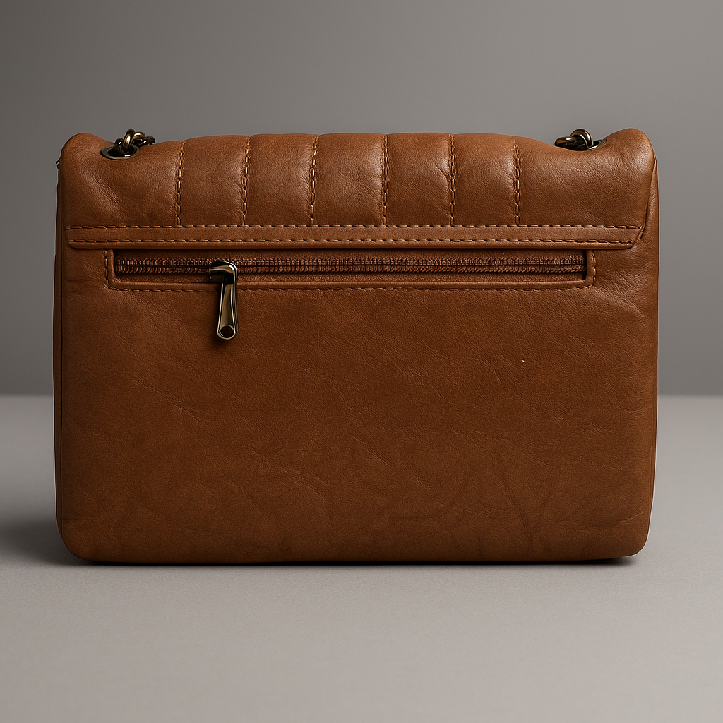 Chocolate Textured Metal Chain Bag