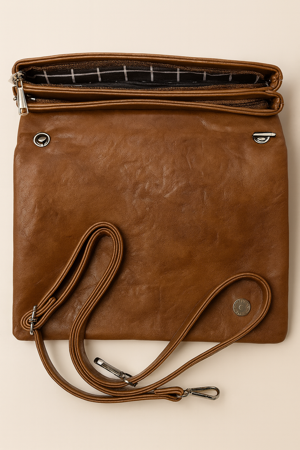 Chocolate Textured Metal Chain Bag