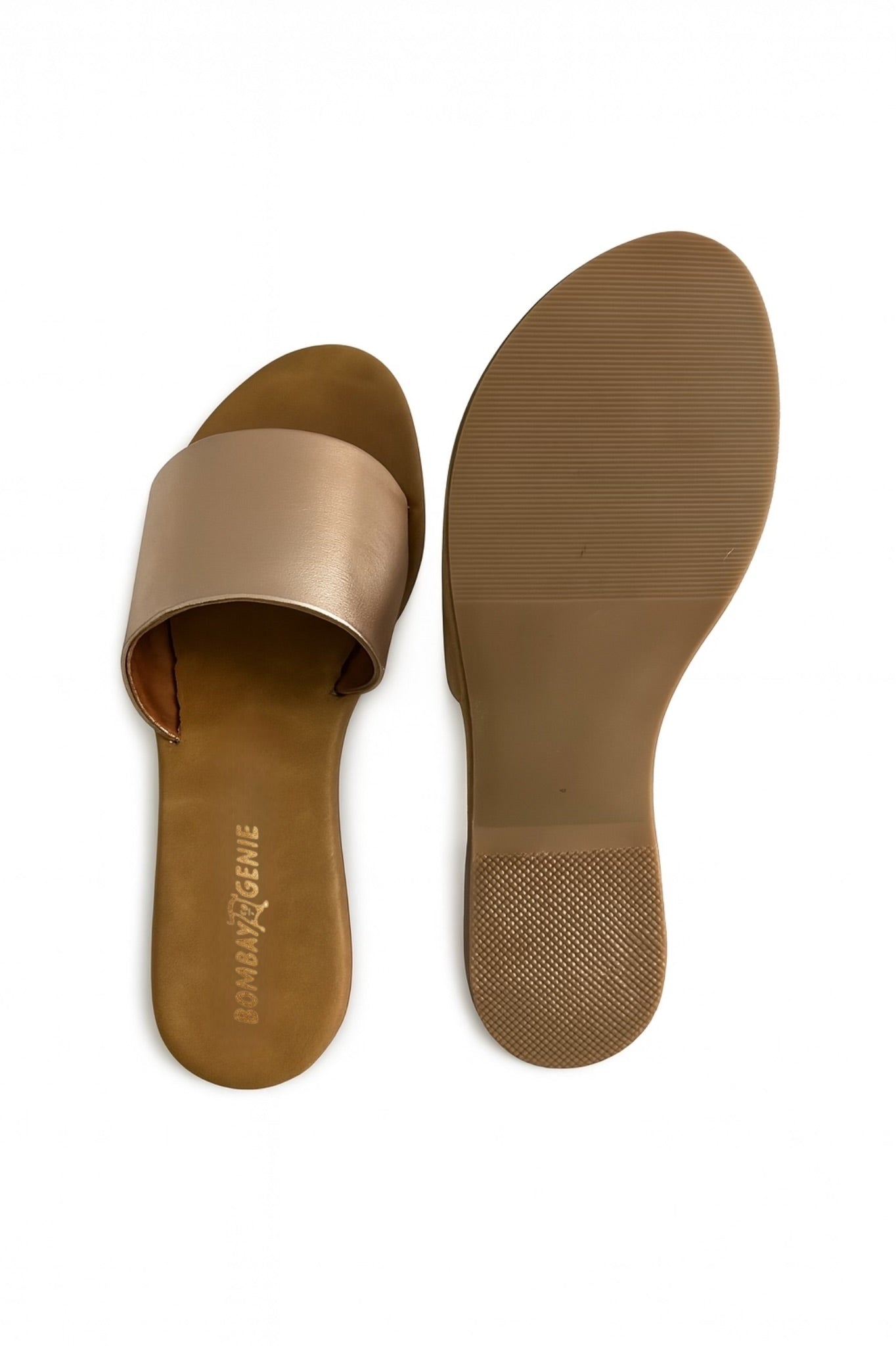 Golden Wide Strap Flats