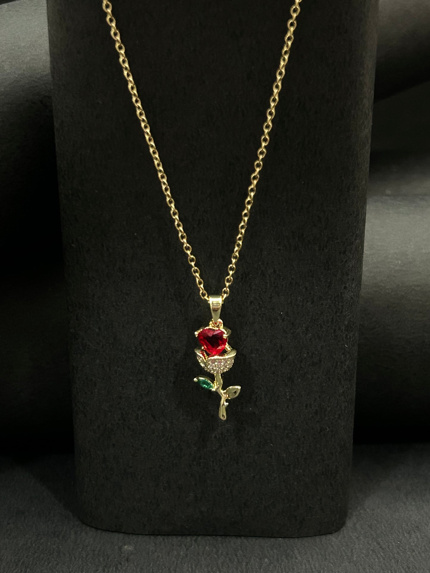 Red Rose Pendant Necklace