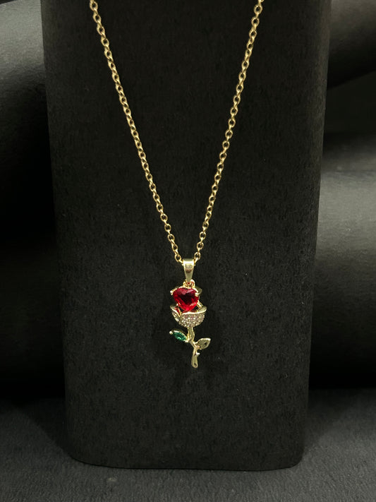 Red Rose Pendant Necklace