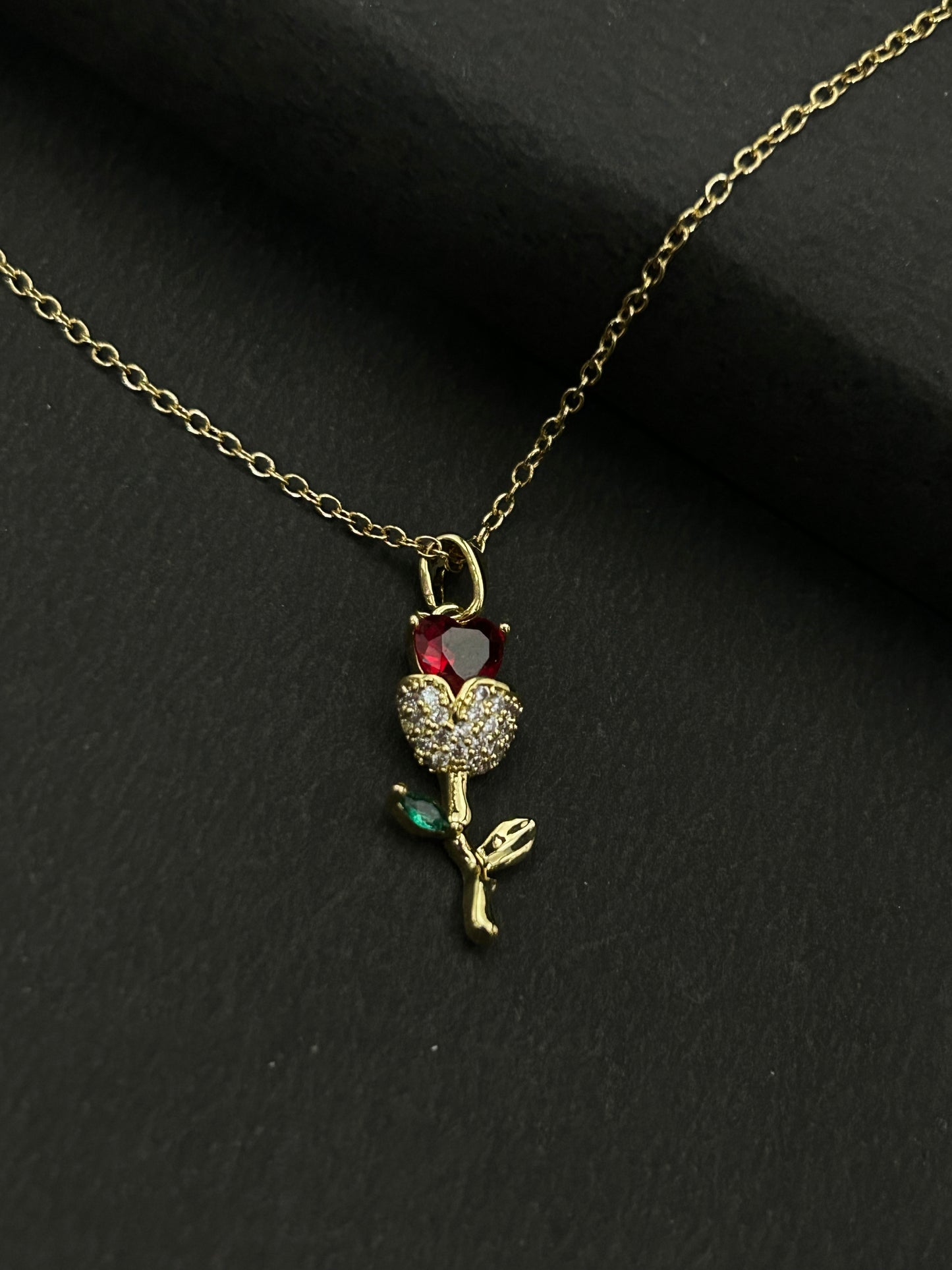 Red Rose Pendant Necklace