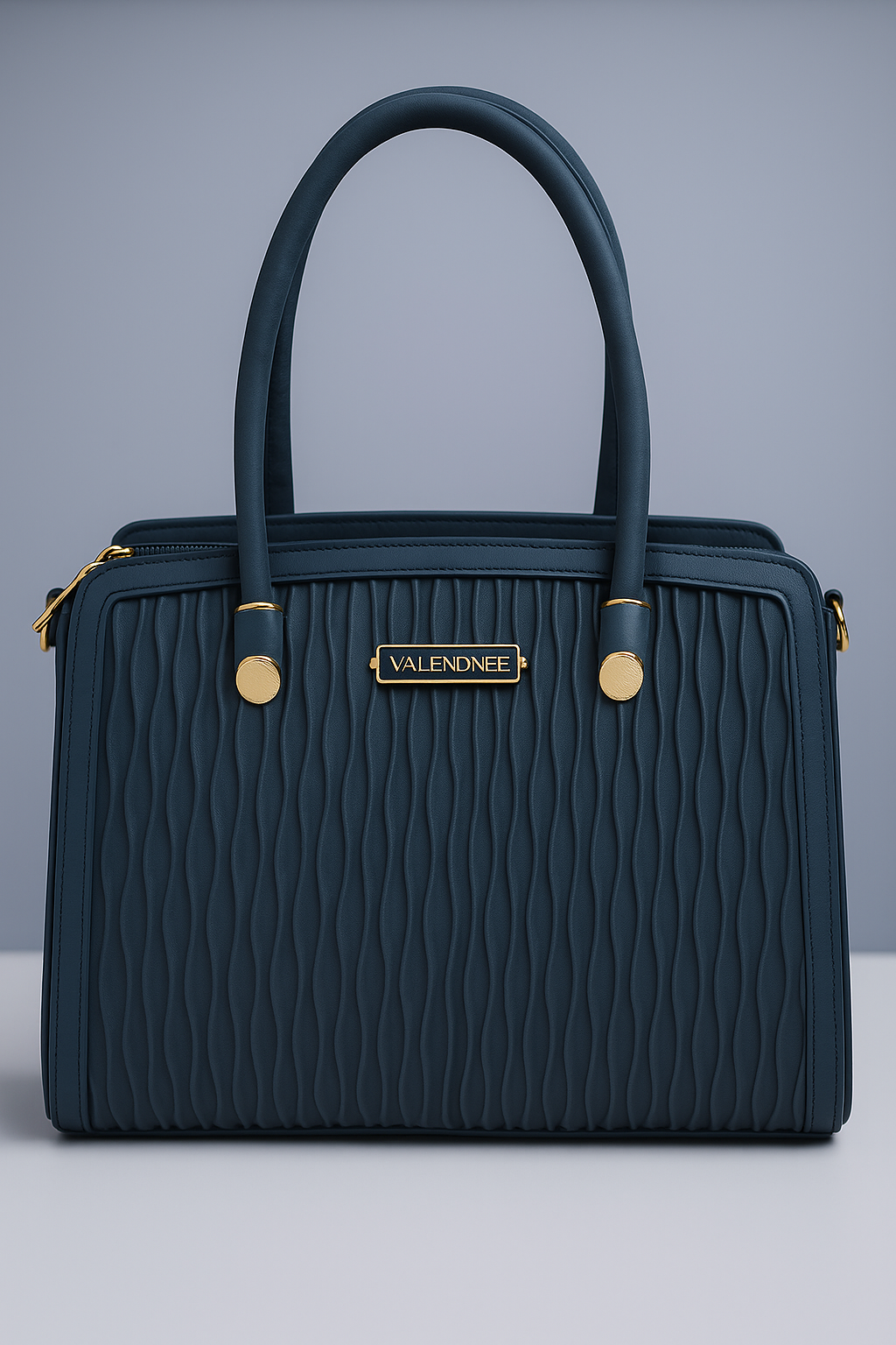 Navy Blue Quilted Tote Handbag