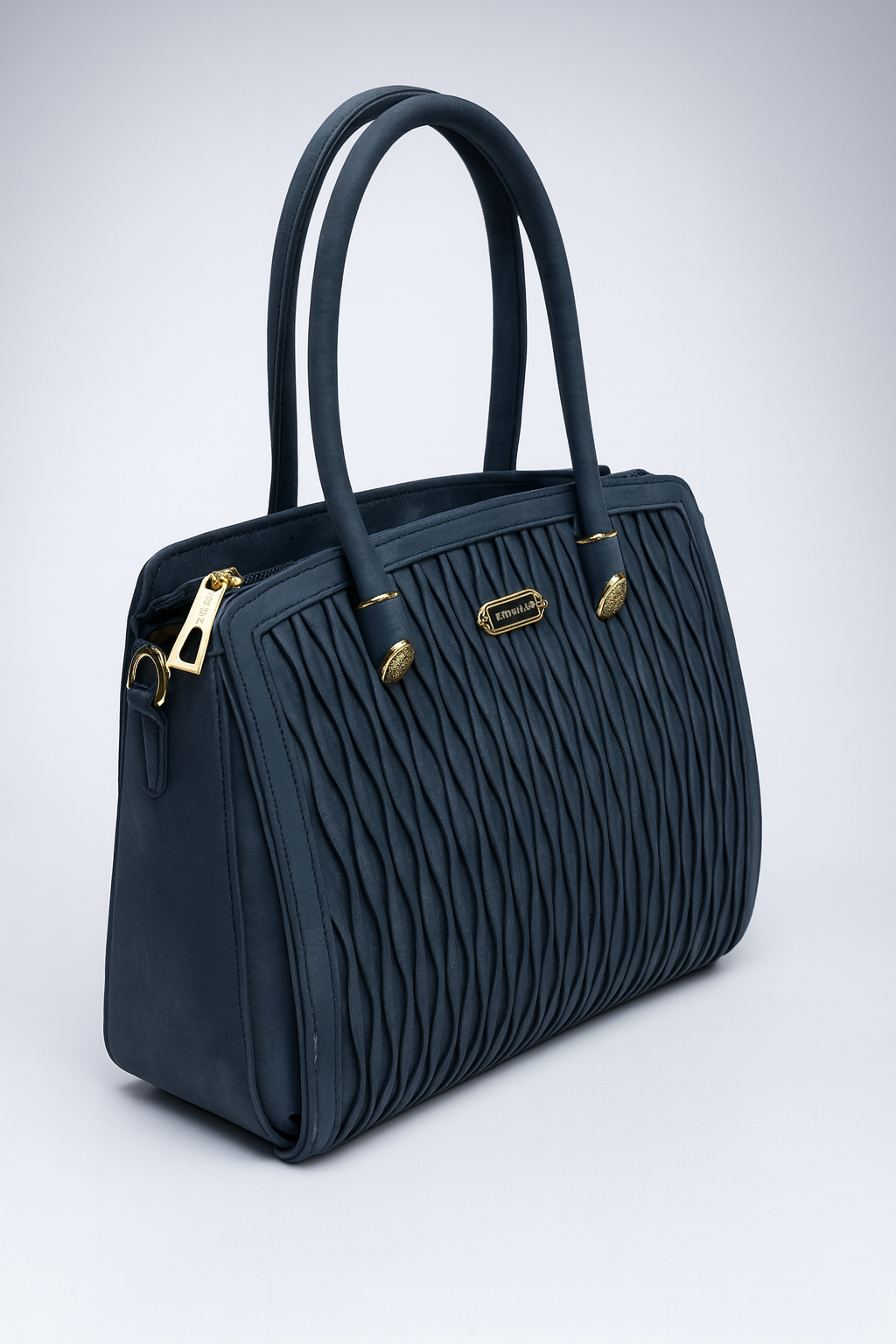 Navy Blue Quilted Tote Handbag