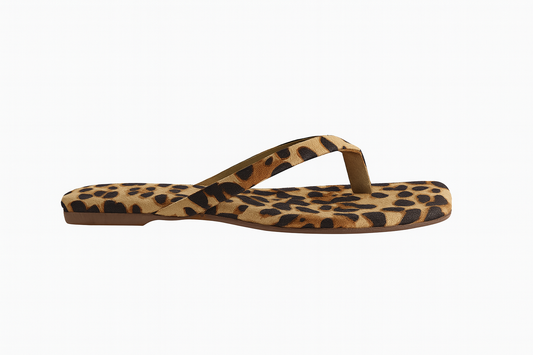 Leopard Print Flat Sandals for Women