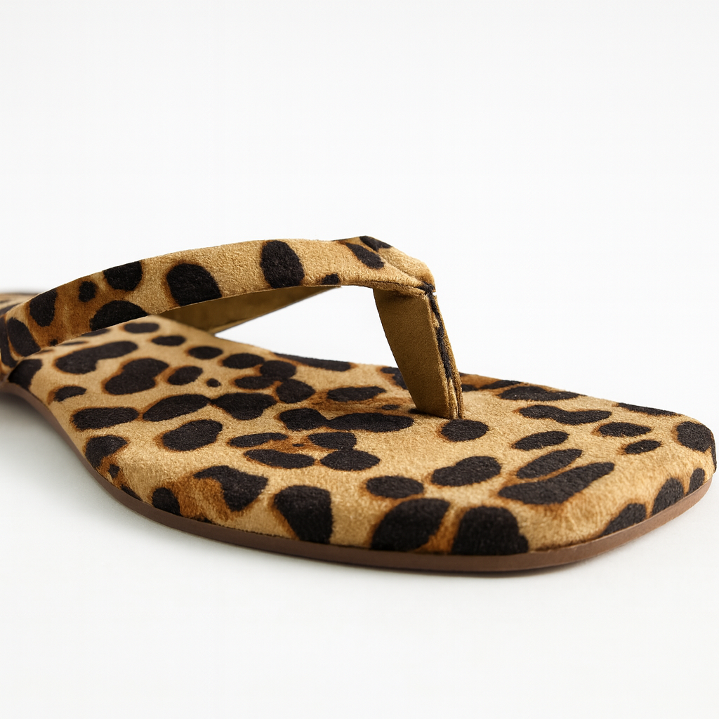 Leopard Print Flat Sandals for Women