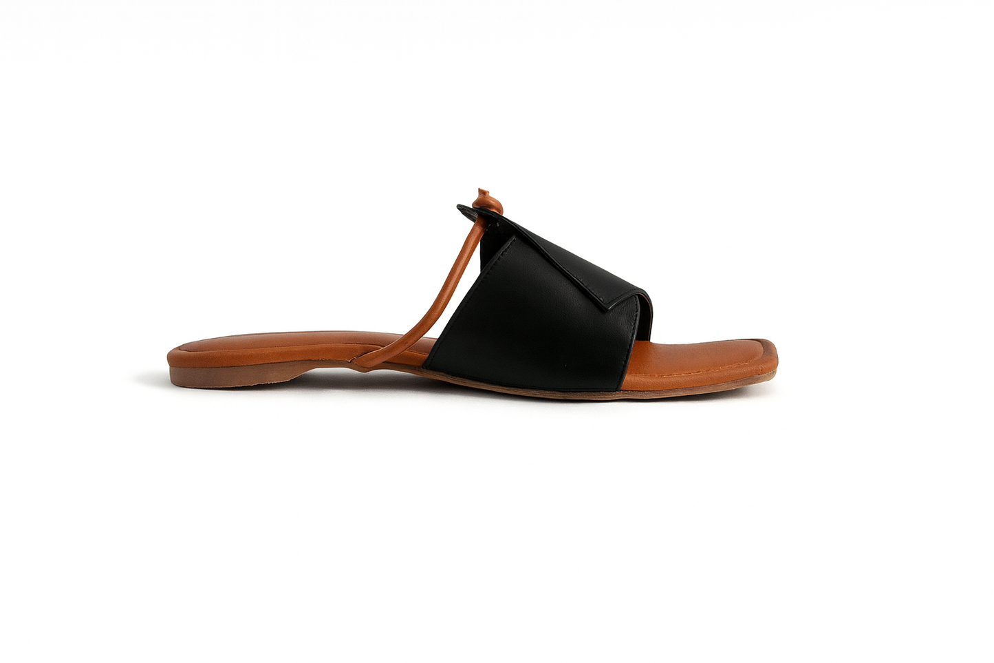 Black & Tan Dual Tone Strap Flats for Women