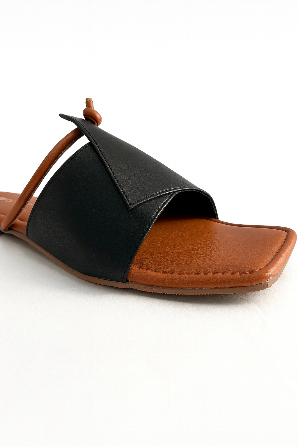 Black & Tan Dual Tone Strap Flats for Women