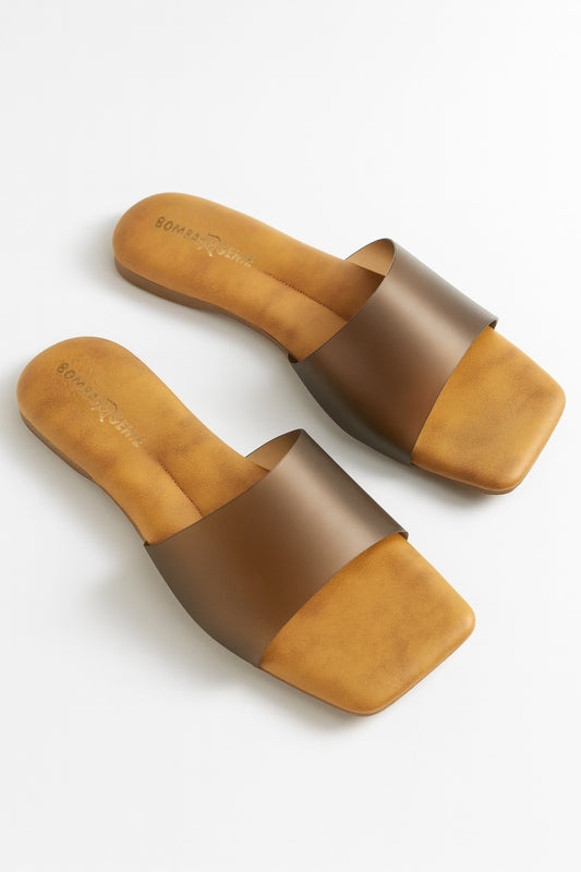 Classic Brown Wide Strap Flats for Women