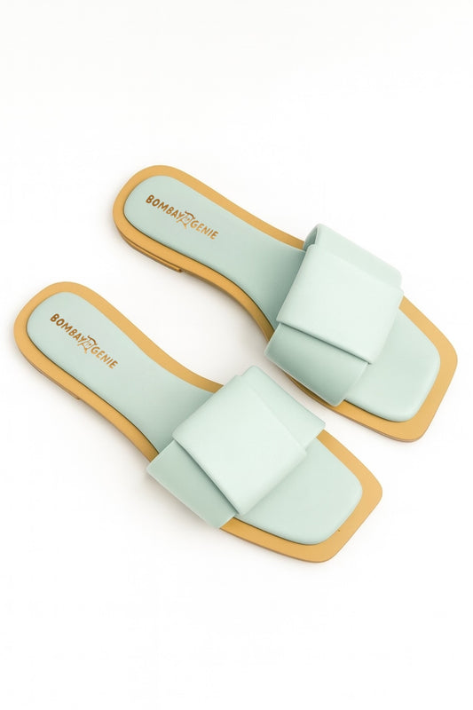 Mint Green Wide Strap Flats