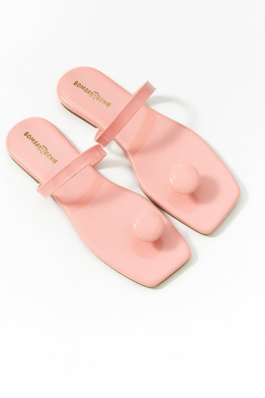 Pink Glossy Strap Sandals for Women