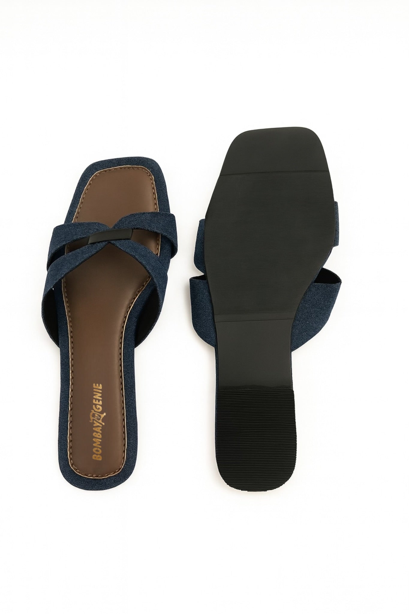 Blue Denim Sliders For Women