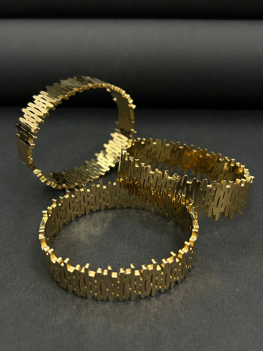 Modern Geometric Gold Stainless Steel Bangle for Women