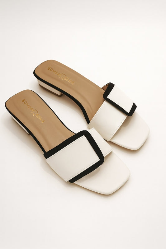 Black & White Block Heel Sandals