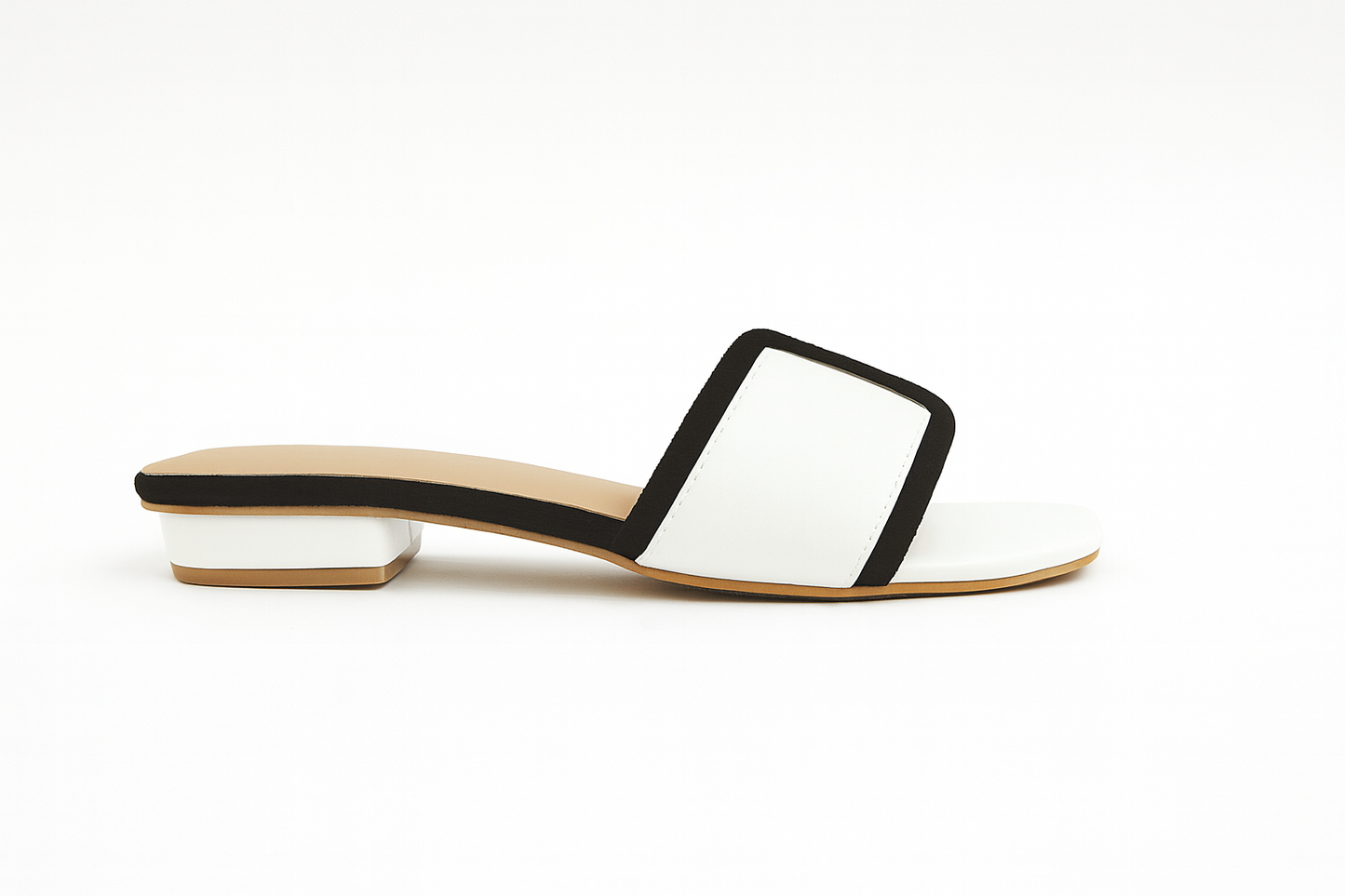 Black & White Block Heel Sandals