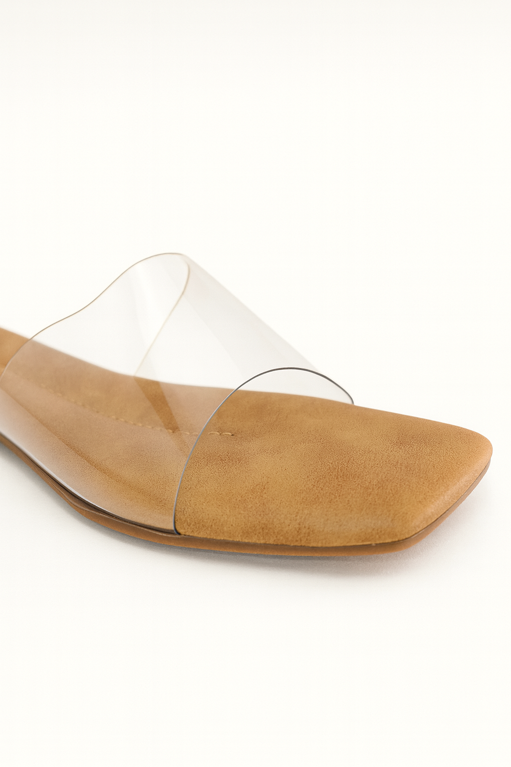 Transparent Strap Square Open Toe Flats for Women