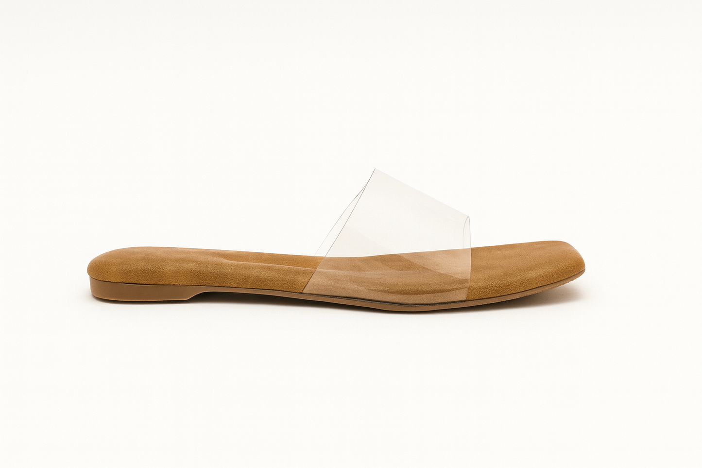 Transparent Strap Square Open Toe Flats for Women