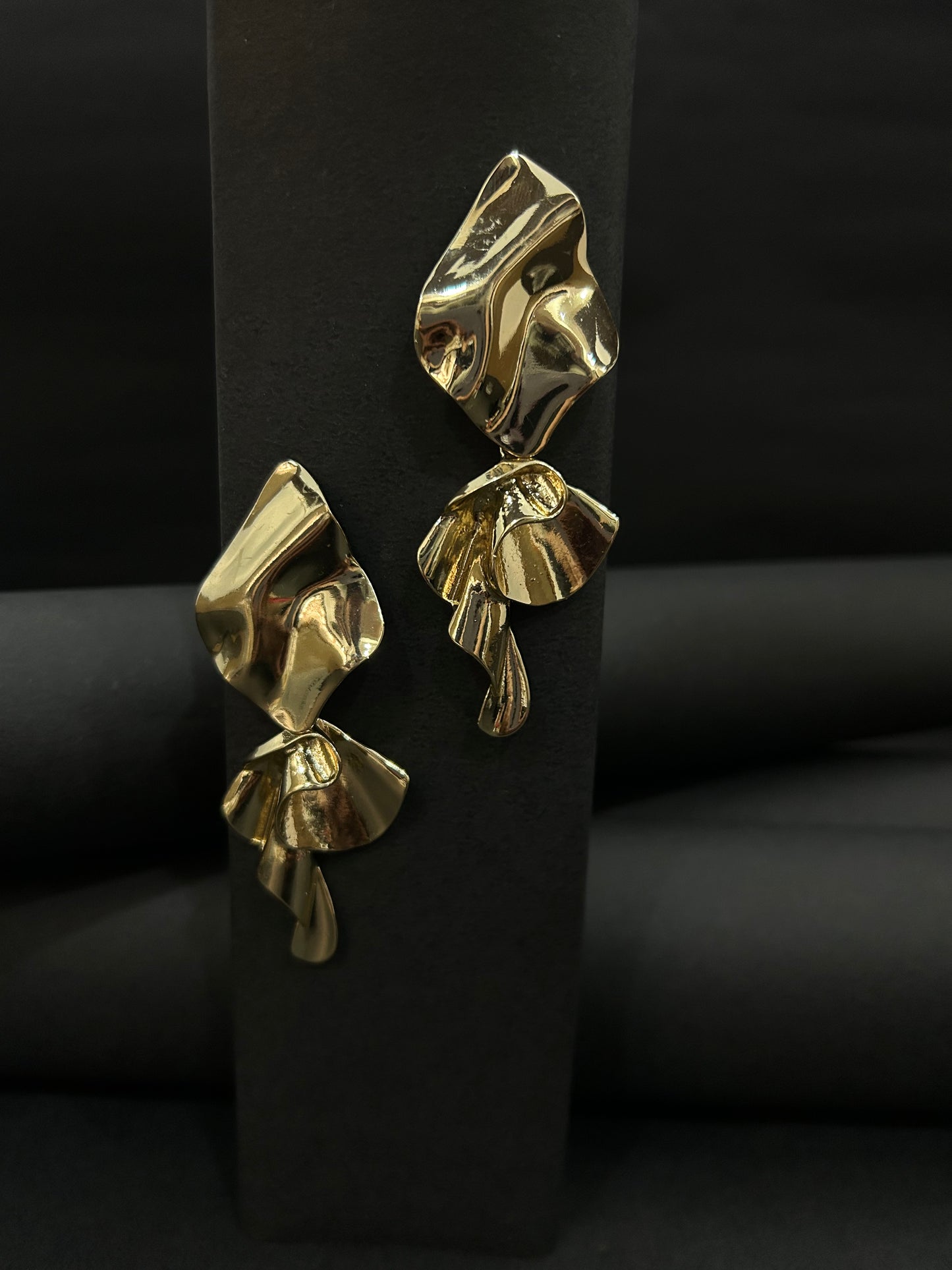 Golden Drama Long Earrings