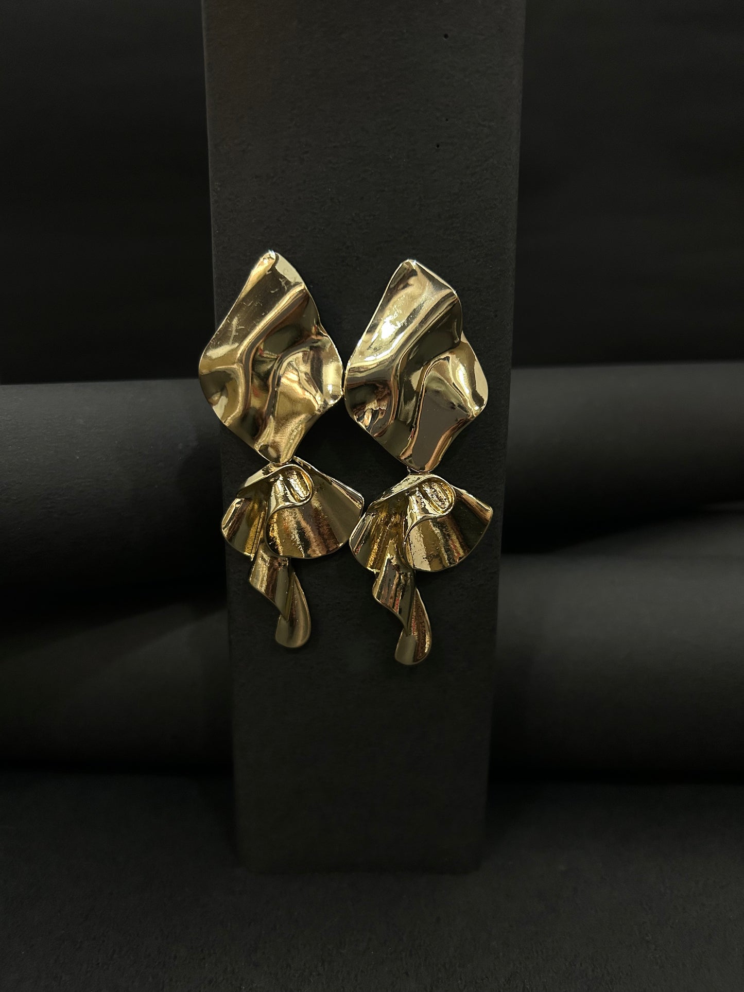 Golden Drama Long Earrings