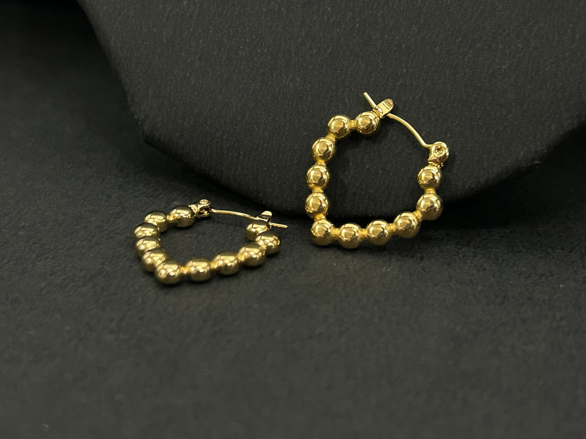 Boondi Leaf Gold Hoops