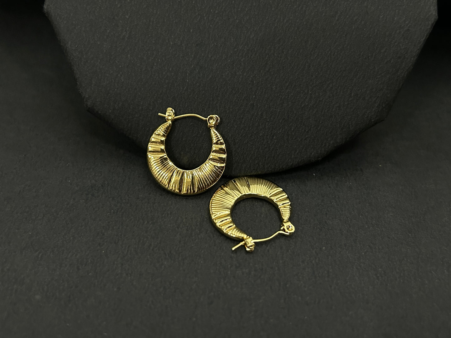 Golden Engraved Hoops