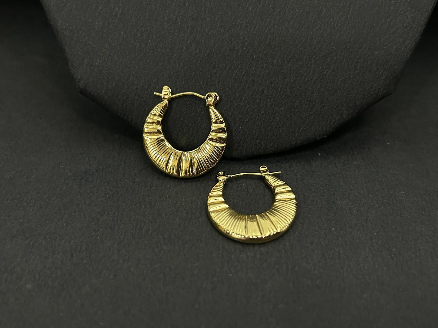 Golden Engraved Hoops