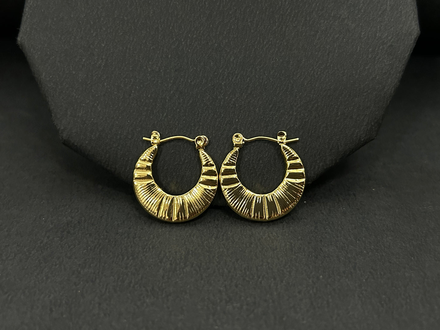 Golden Engraved Hoops