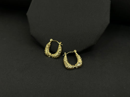Golden Textured Hoops